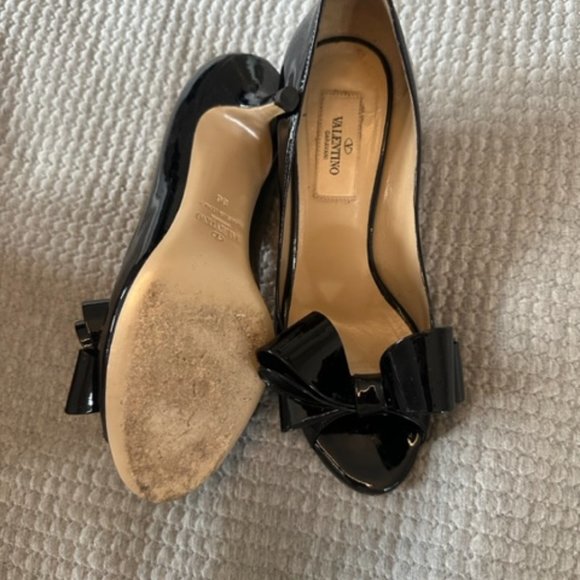 VALENTINO kitten heels black patent couture bow D'orsay - Picture 4 of 7